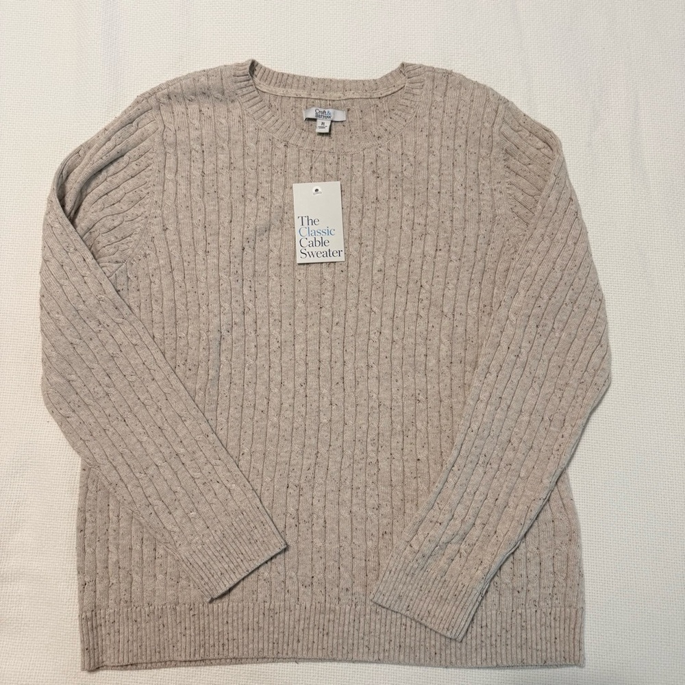 Croft & Barrow Ribbed Crewneck Sweater - Beige